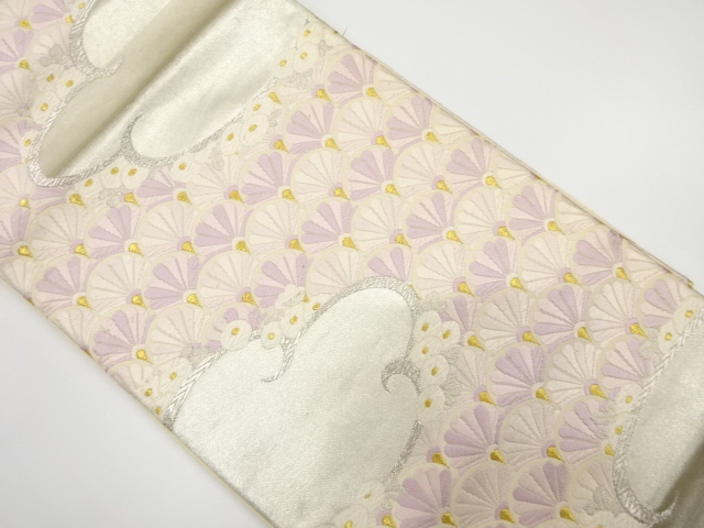 JAPANESE KIMONO / ANTIQUE FUKURO OBI / SILK / WOVEN CLOUD
